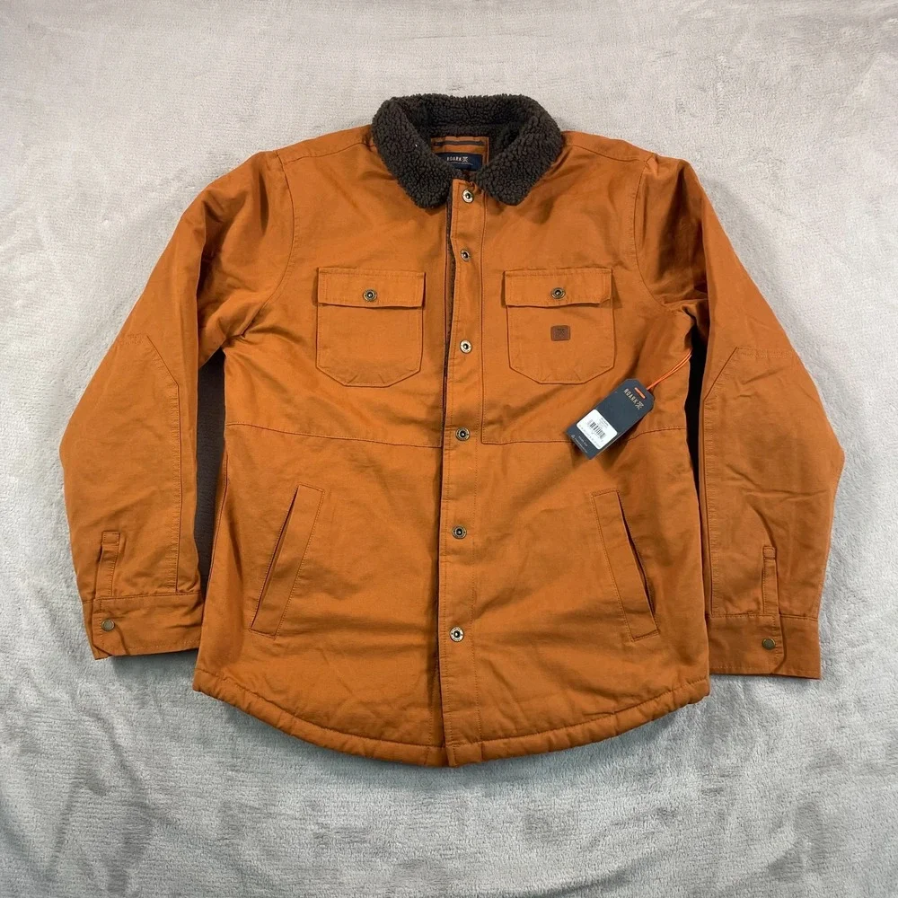 Roark Hebrides Jacket Medium Pecan High Pile Fleece Lined Snap Buttons‎ NWT $140